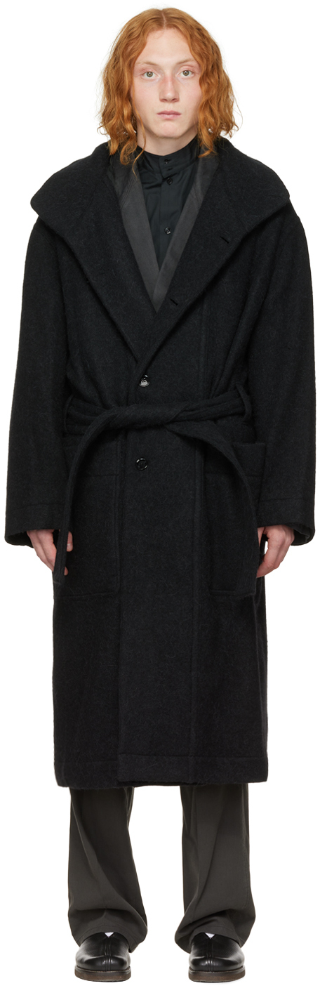 LEMAIRE: Black Bathrobe Coat | SSENSE Canada