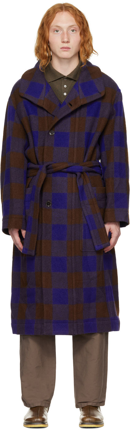 LEMAIRE Blue & Brown Bathrobe Coat