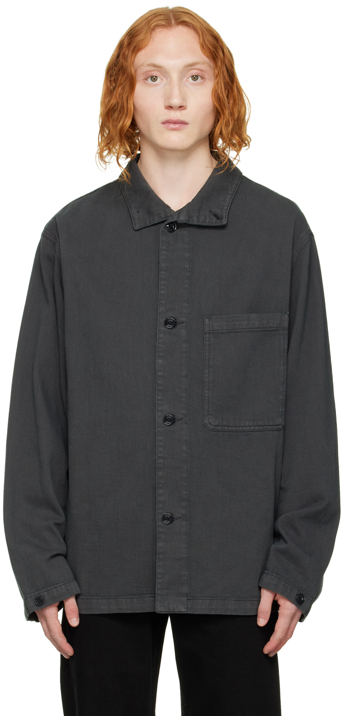 Lemaire Gray Stand Collar Denim Jacket