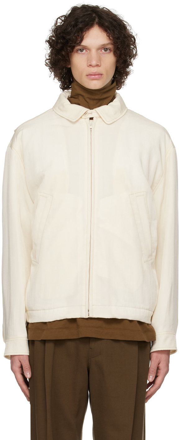 Lemaire Offwhite Spread Collar Bomber Jacket In Wh002 Off White ModeSens