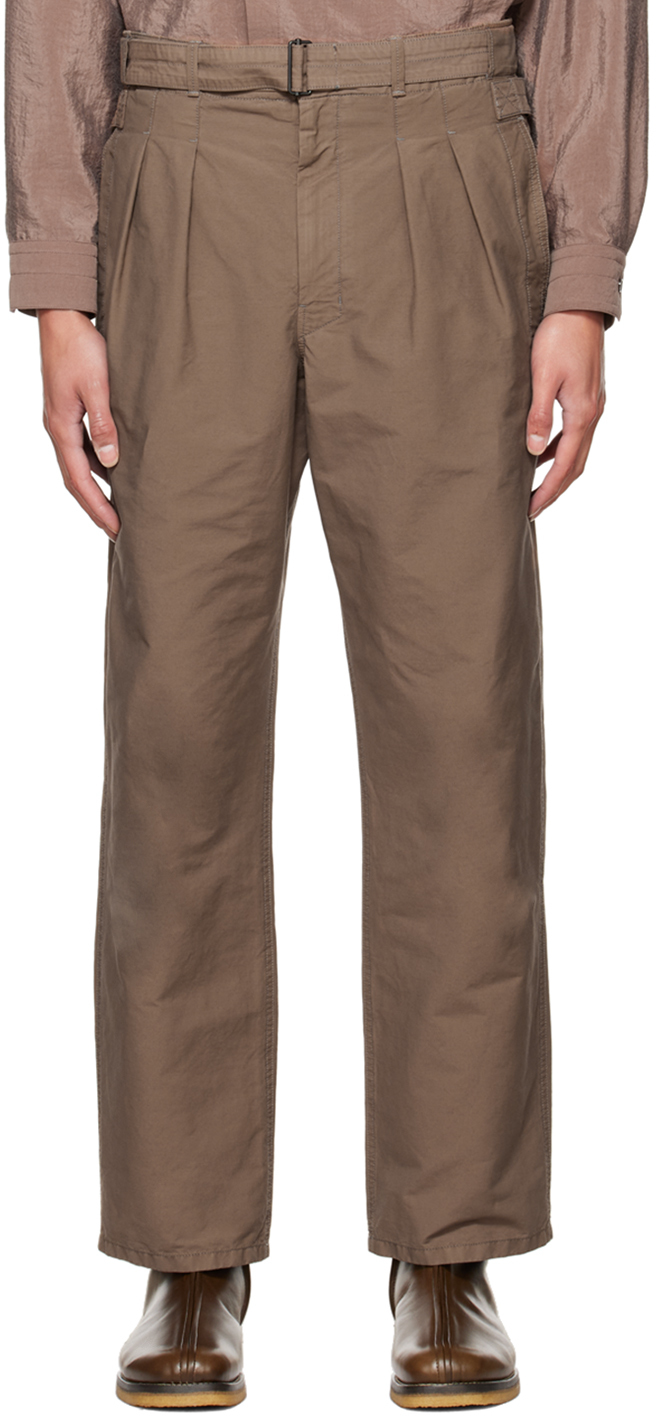 LEMAIRE: Brown Trench Trousers | SSENSE