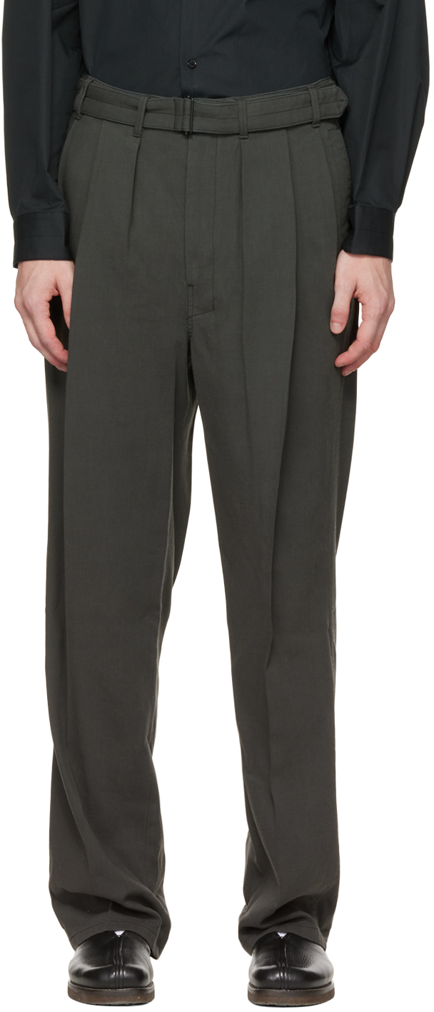 LEMAIRE: Gray Pleated Trousers | SSENSE