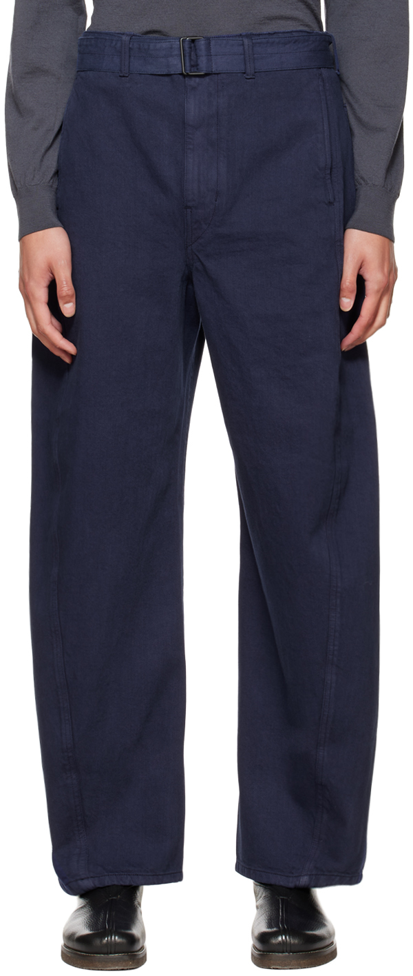 Lemaire Navy Twisted Belted Jeans