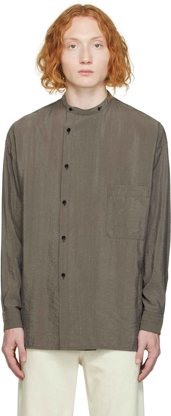 Brown Asymmetric Shirt by LEMAIRE on Sale