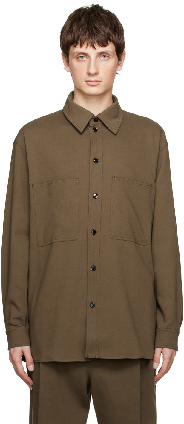 LEMAIRE: Brown Straight Collar Shirt | SSENSE