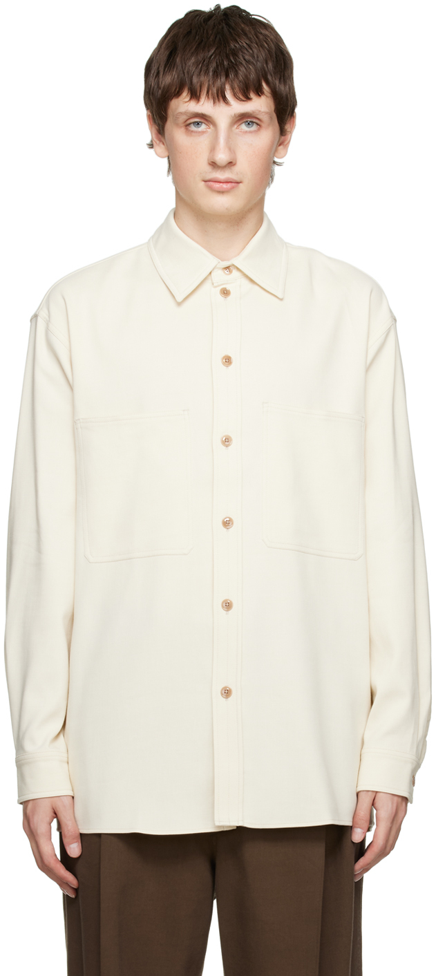 LEMAIRE: Off-White Straight Collar Shirt | SSENSE