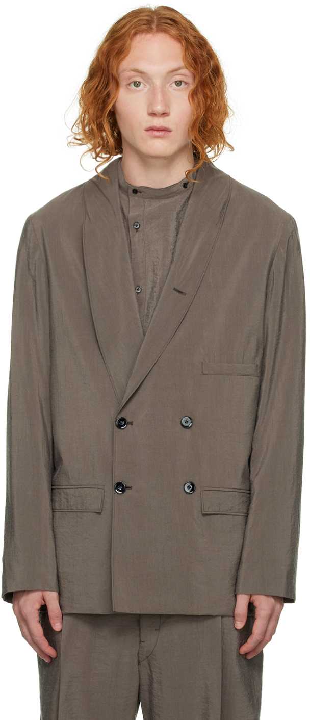 Lemaire Taupe Belted Double-Breasted Blazer