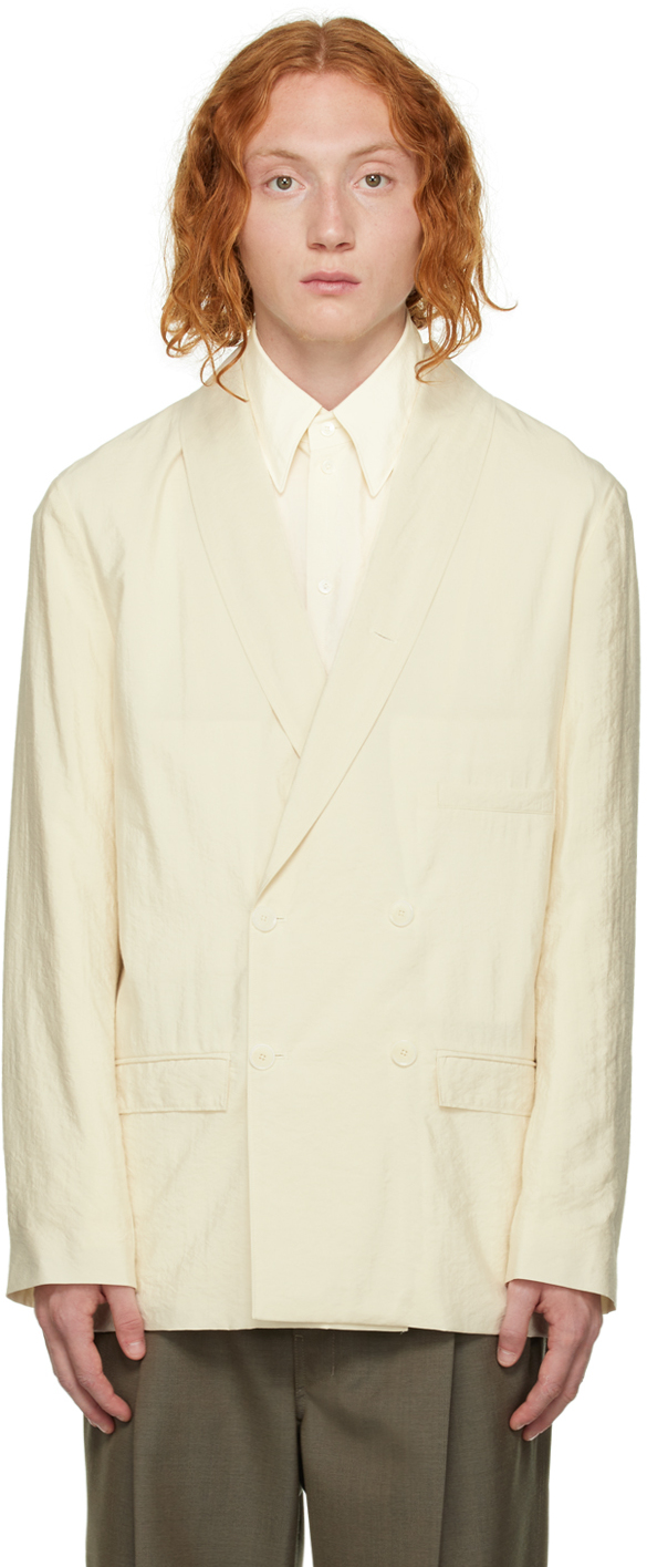 Lemaire Off-White Belted Double-Breasted Blazer