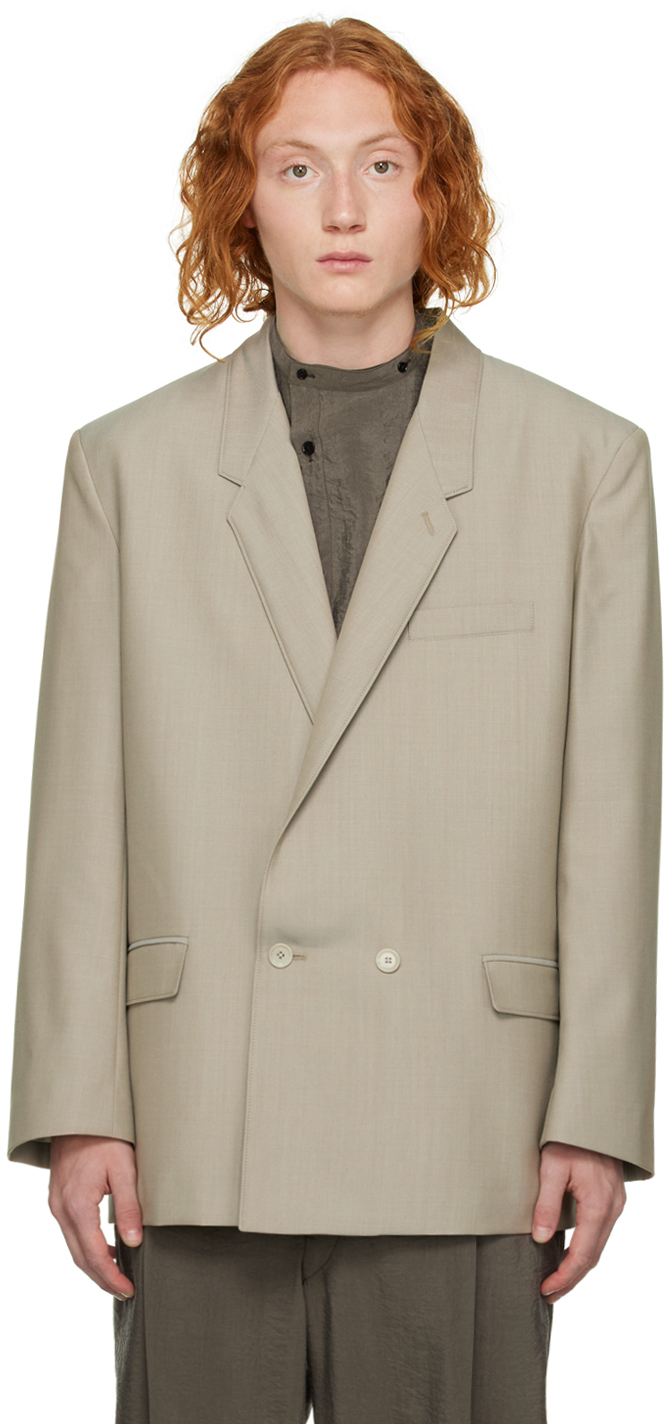 Lemaire Beige Boxy Double-Breasted Blazer