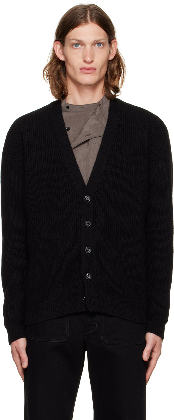 Lemaire: Black Shetland Wool Cardigan | SSENSE