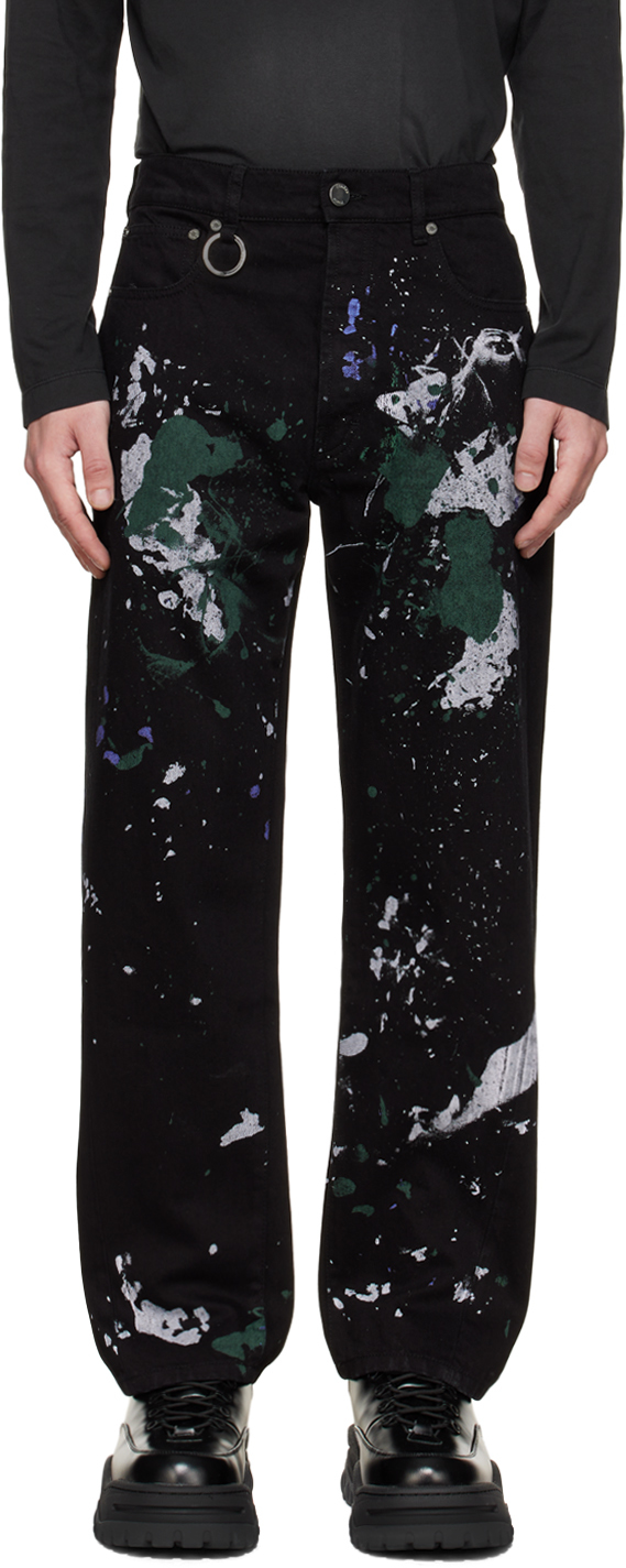 black paint splatter jeans