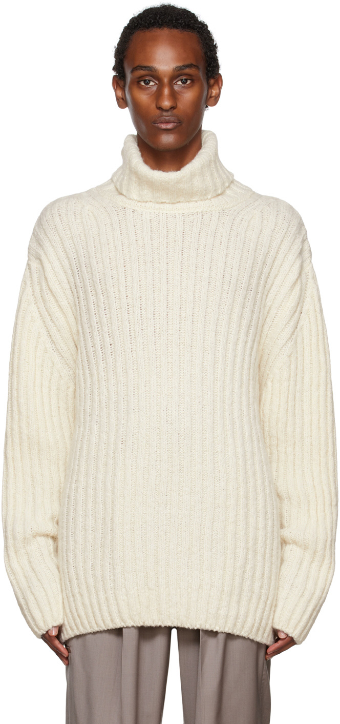 Etudes Studio Wool Roll-neck Knit Jumper in Natural for Men Mens Clothing Sweaters and knitwear Turtlenecks 