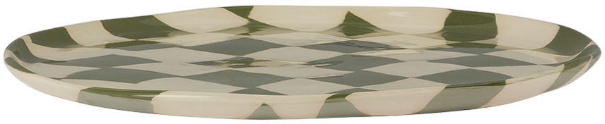 Henry Holland Studio Green & White Check Dinner Plate In Green/white