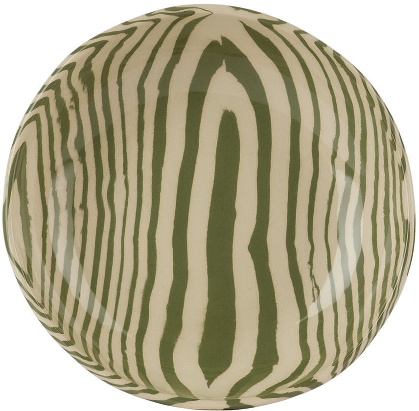 Shop Henry Holland Studio Green & White Stripe Pasta Bowl In Green/white