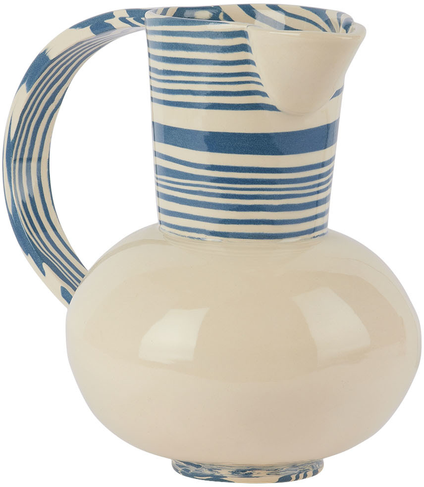 HENRY HOLLAND STUDIO SSENSE EXCLUSIVE BLUE & WHITE STRIPE WATER JUG