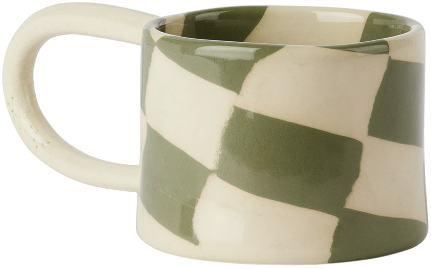 HENRY HOLLAND STUDIO GREEN & WHITE CHECK LOOP MUG