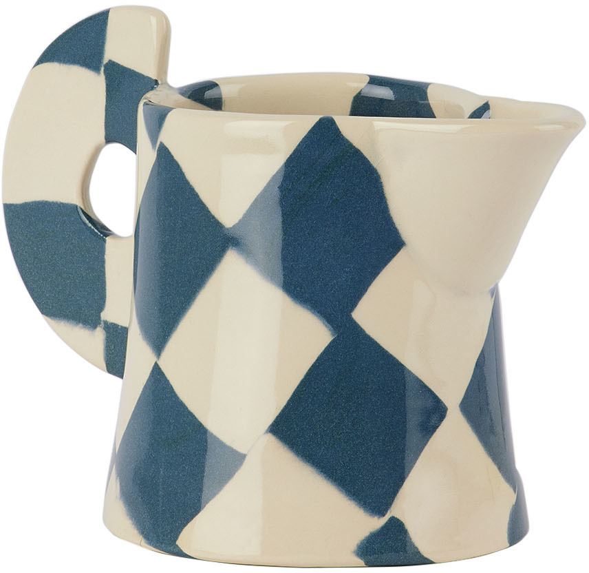 HENRY HOLLAND STUDIO BLUE & WHITE SMALL CHECK MILK JUG