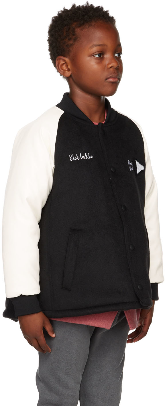 BLABLAKIA KIDS BLACK & WHITE BASEBALL JACKET