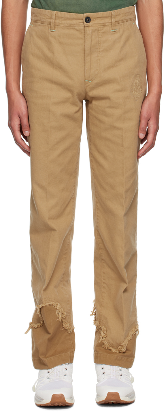 Incotex Red X Facetasm Beige Frayed Trousers In 510 Camel
