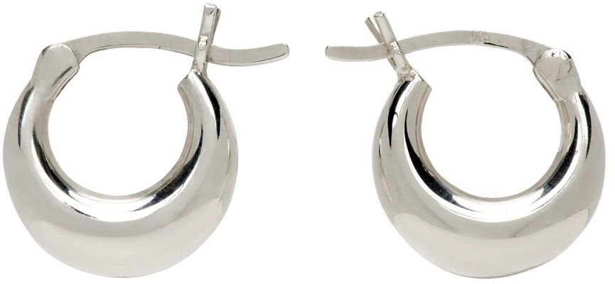 SSENSE Men Accessories Jewelry Earrings Hoop Gunmetal Textured Hoop Earring 