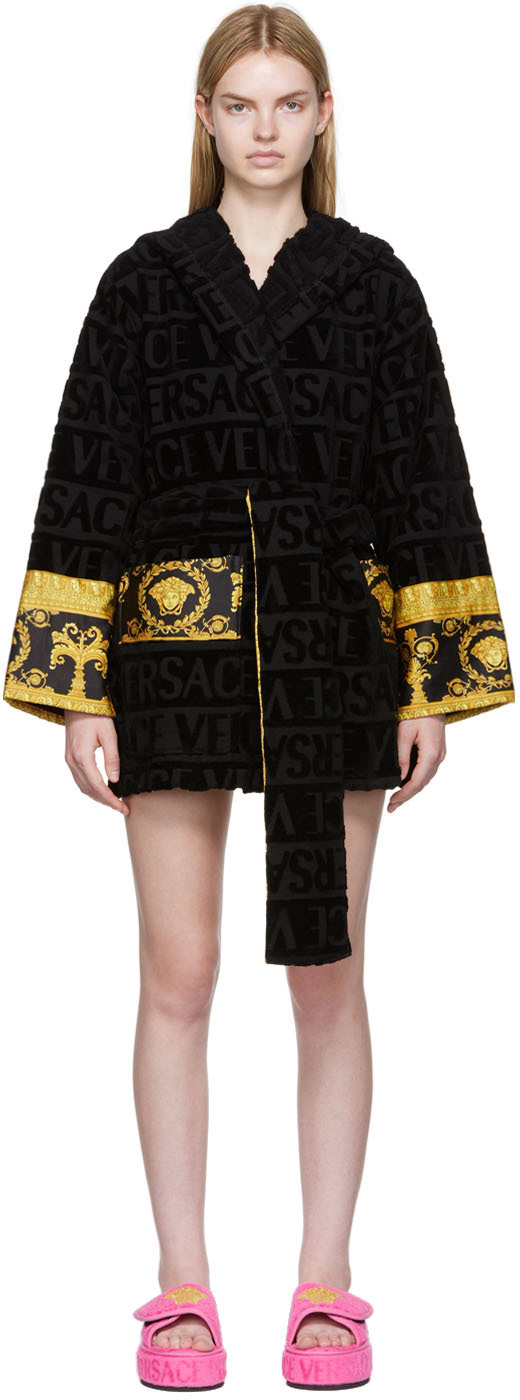 Versace Underwear Black 'I Heart Baroque' Bathrobe