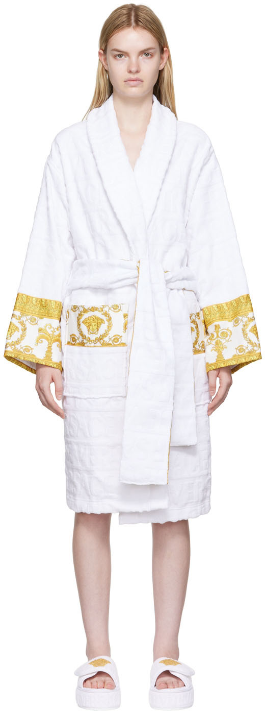 Versace Underwear White 'I Heart Baroque' Robe