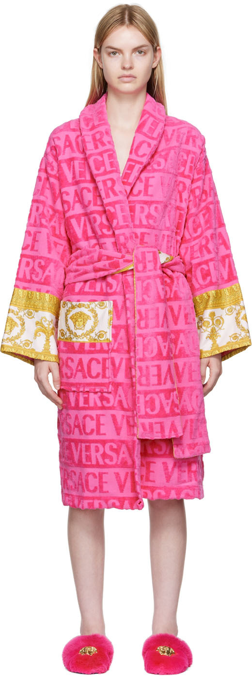 Versace Underwear: Pink 'I Heart Baroque' Robe | SSENSE UK