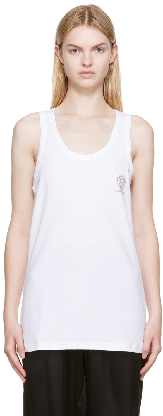 Versace White Medusa Tank Top In A1001 White