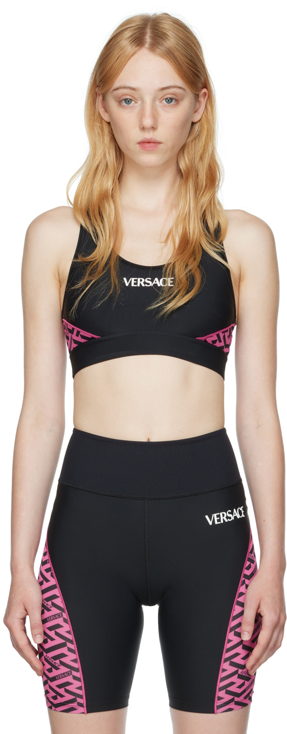 Versace Underwear Black Monogram Sport Bra