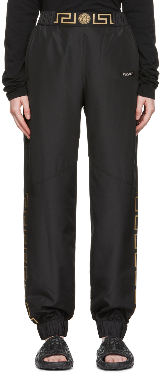 Shop Versace Black Polyester Sport Pants In 1b000 Black