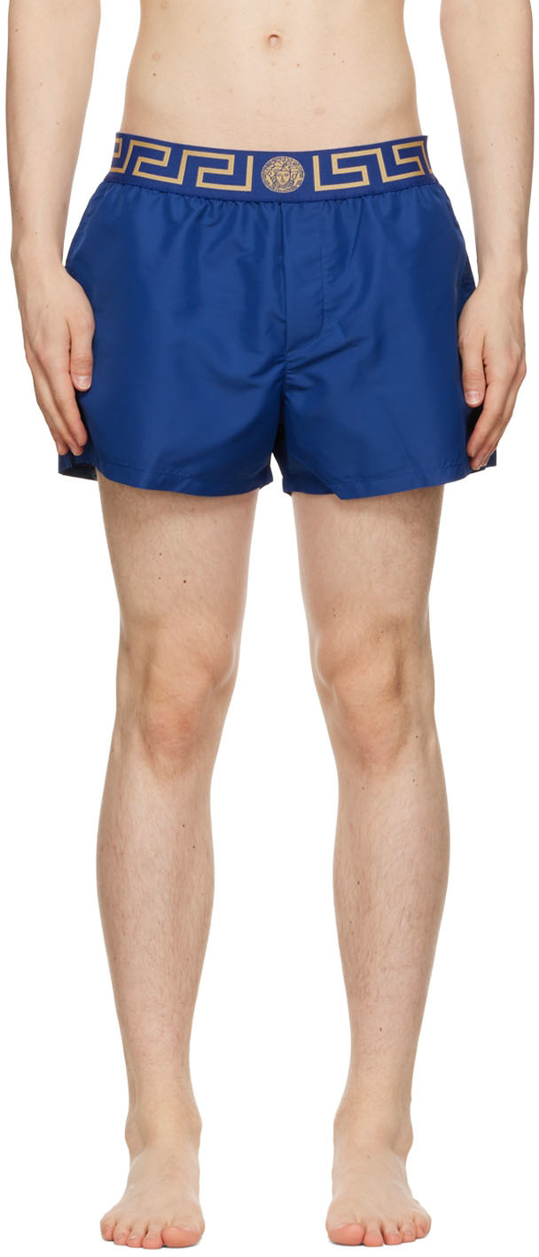 Blue Mid-Length Greca Border Swim Shorts Ssense Uomo Sport & Swimwear Costumi da bagno Pantaloncini da bagno 