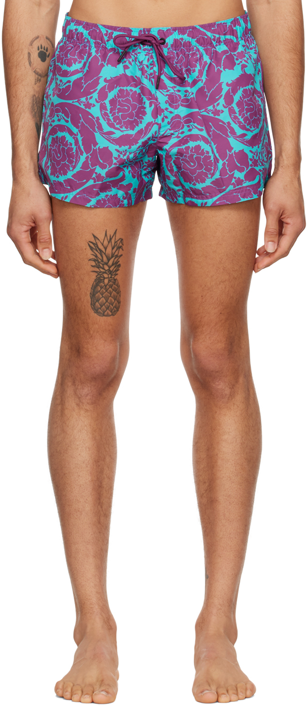 Blue & Purple Barocco Swim Shorts