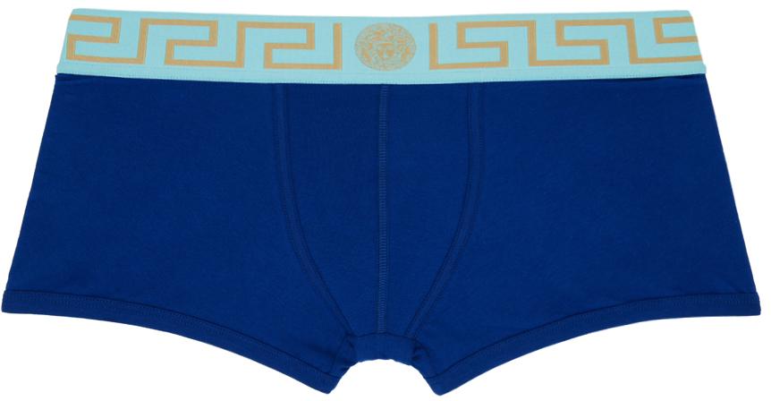 Versace Underwear Blue Greca Border Boxer Briefs