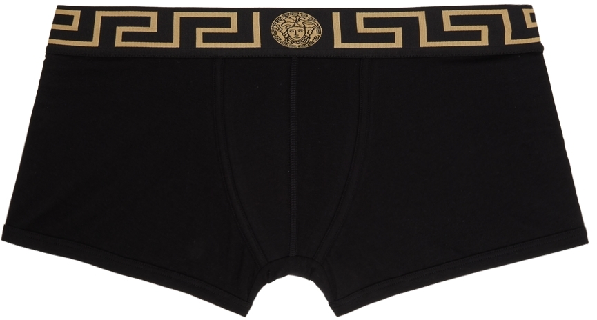 Versace Underwear: Black Greca Border Boxer Briefs | SSENSE