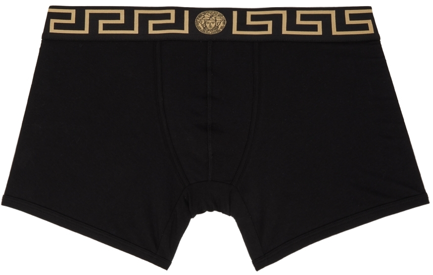 Versace Underwear: Black Greca Border Boxer Briefs | SSENSE