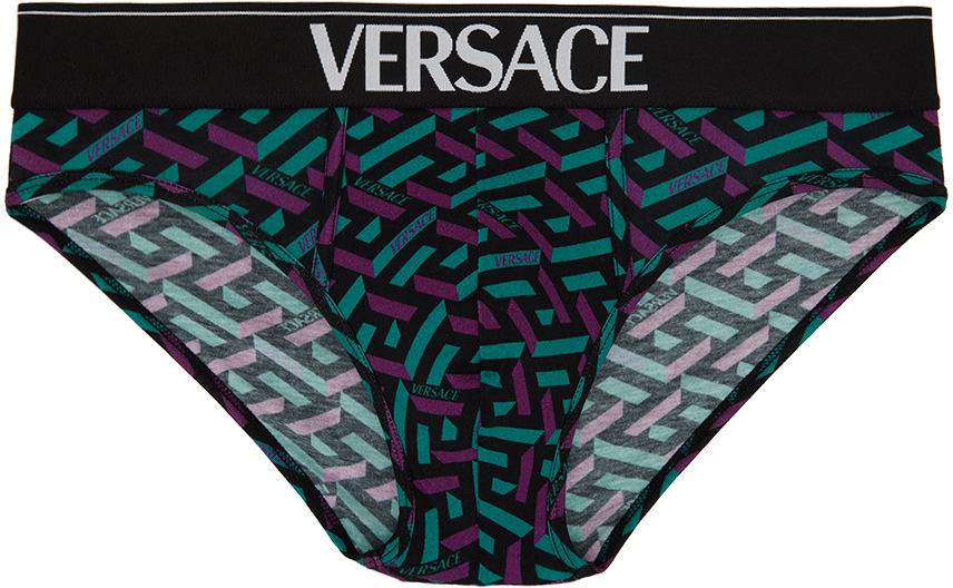 Versace Underwear Black 'La Greca' Briefs
