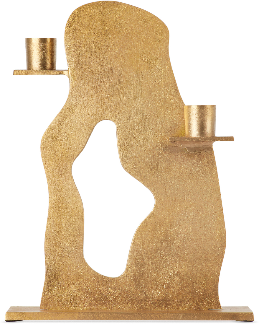 Ferm Living Gold Erode Candle Holder In Brass