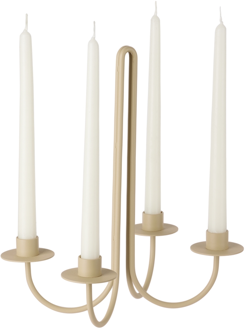 Shop Ferm Living Beige Sway Candelabra In Cashmere