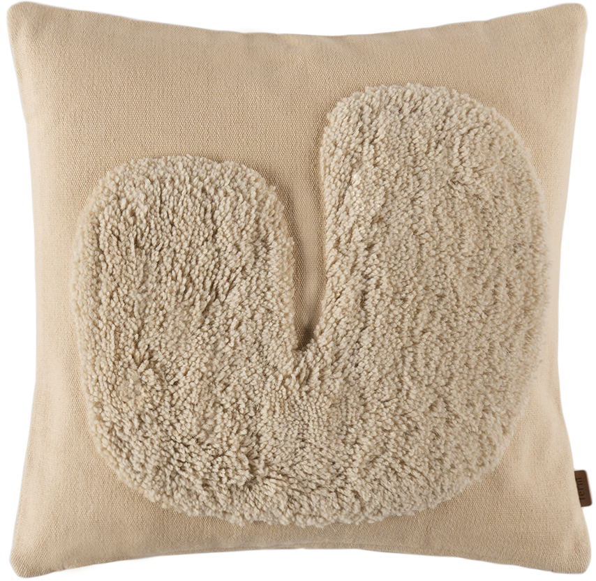 Ferm Living Beige & Off-white Lay Cushion In Sand / Off-white