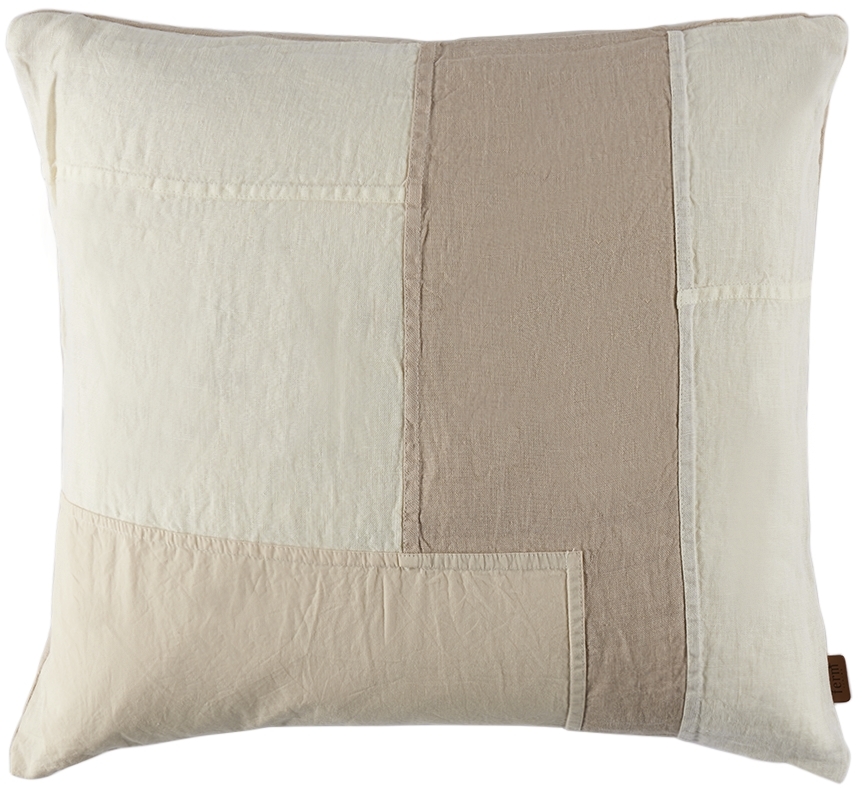 Coussin Traversin Lin Blanc Et Marine, Fait Main, Style Vintage, 18x8 Pouces