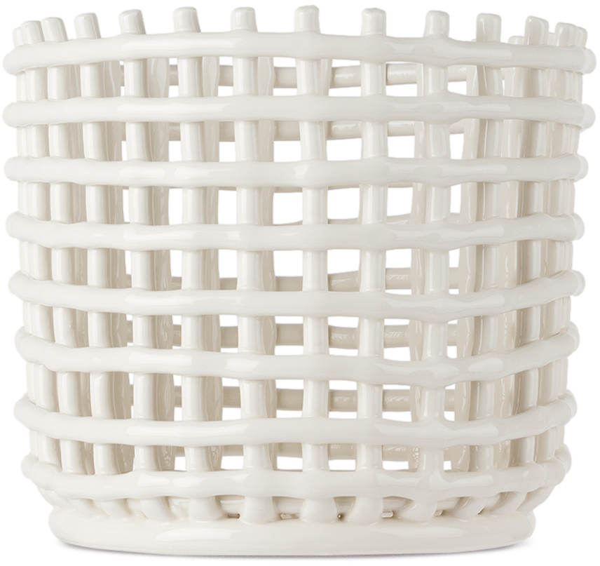 Ferm Living Off-white Large Braided Ceramic Basket
