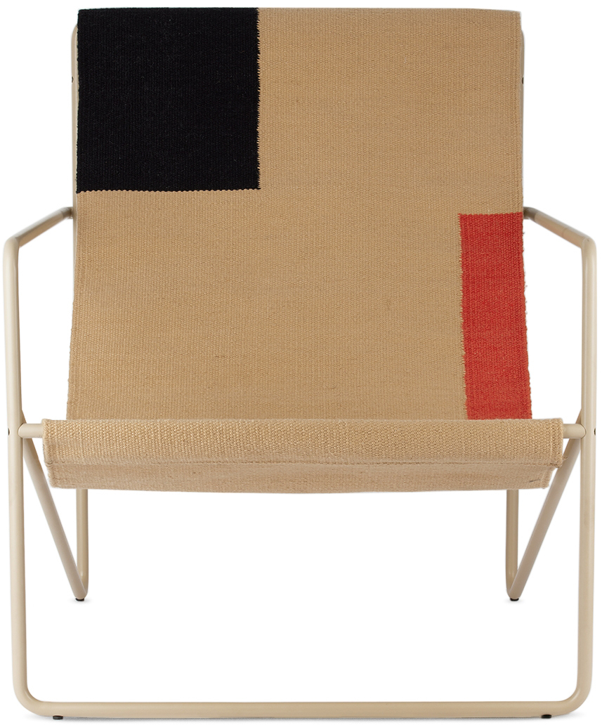 Ferm Living Brown & Red Desert Lounge Chair In Cashmere/block