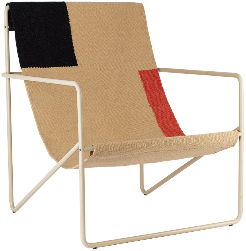 Ferm Living Brown & Red Desert Lounge Chair In Cashmere/block