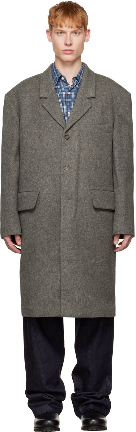 Rier Ssense Exclusive Gray Three-button Coat In Grey Natural