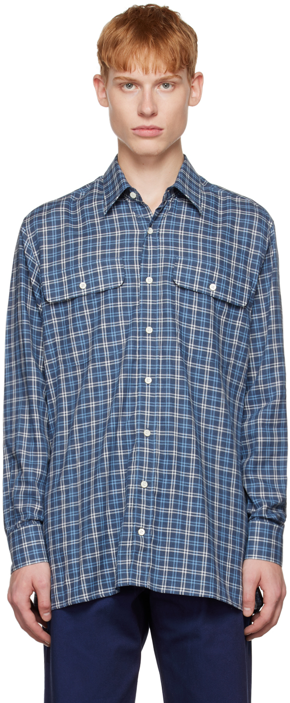 SSENSE Exclusive Blue Check Shirt