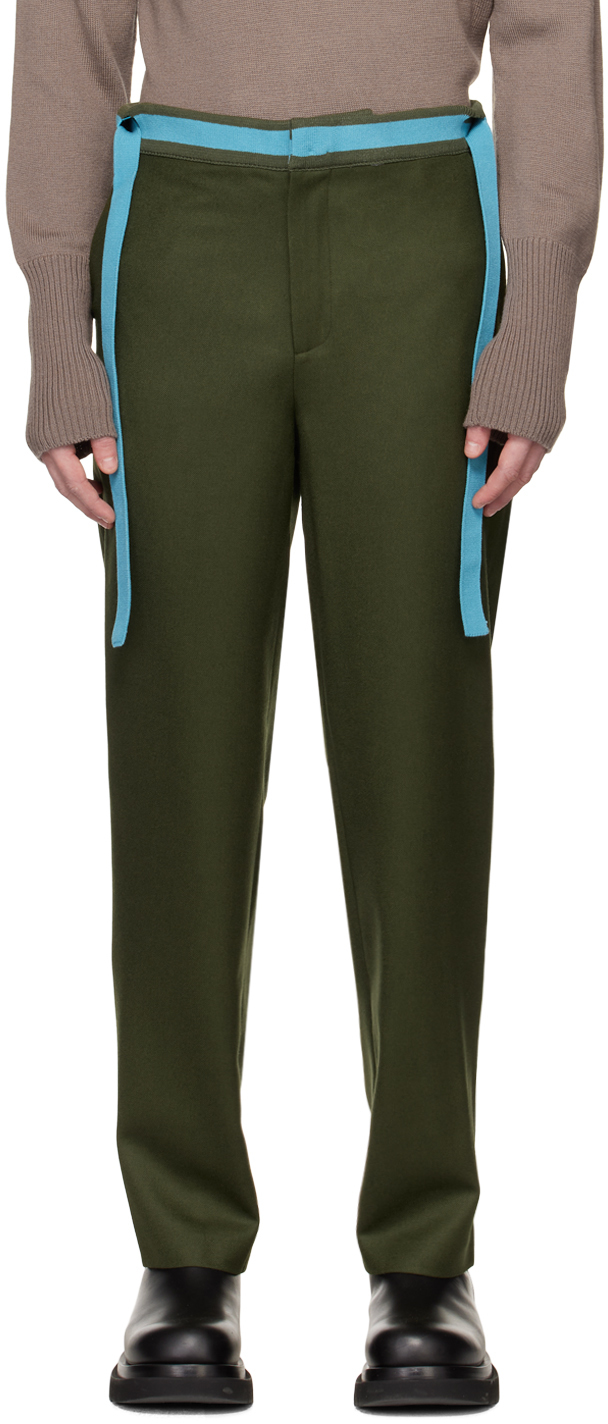 Steven Passaro Ssense Exclusive Green Tailored Trousers In Blue / Green