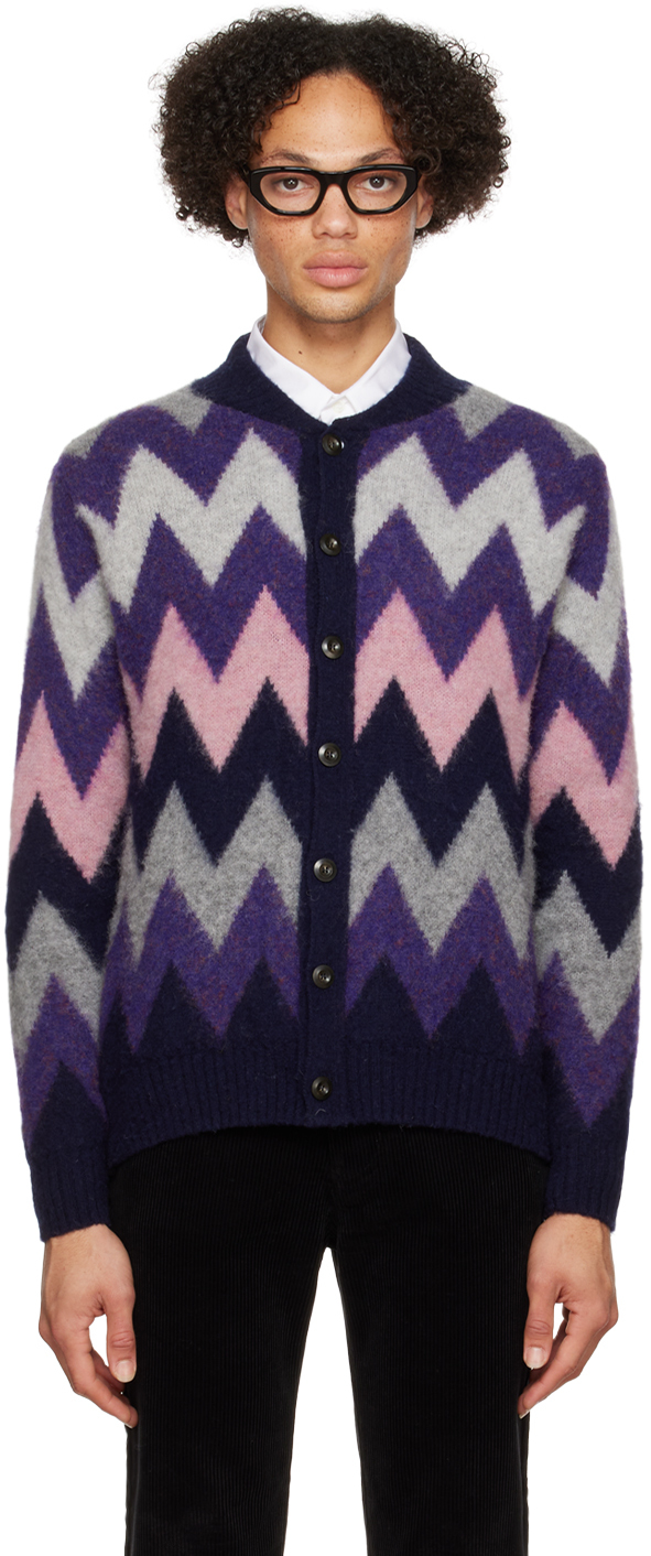Purple Mohair Cardigan SSENSE Men Clothing Sweaters Cardigans 