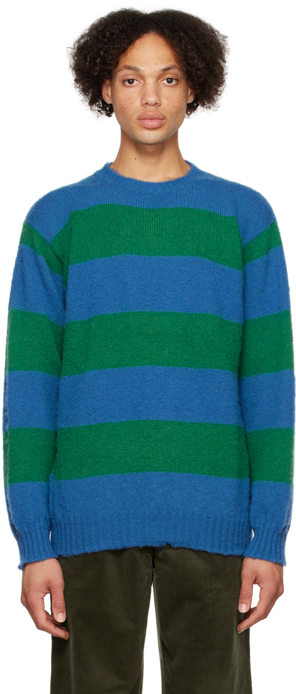 Howlin' Blue & Green Shaggy Bear Chunky Stripes Sweater