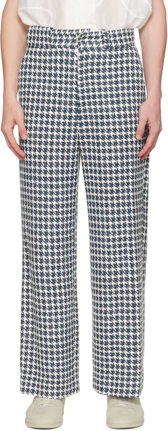 Navy Houndstooth Trousers