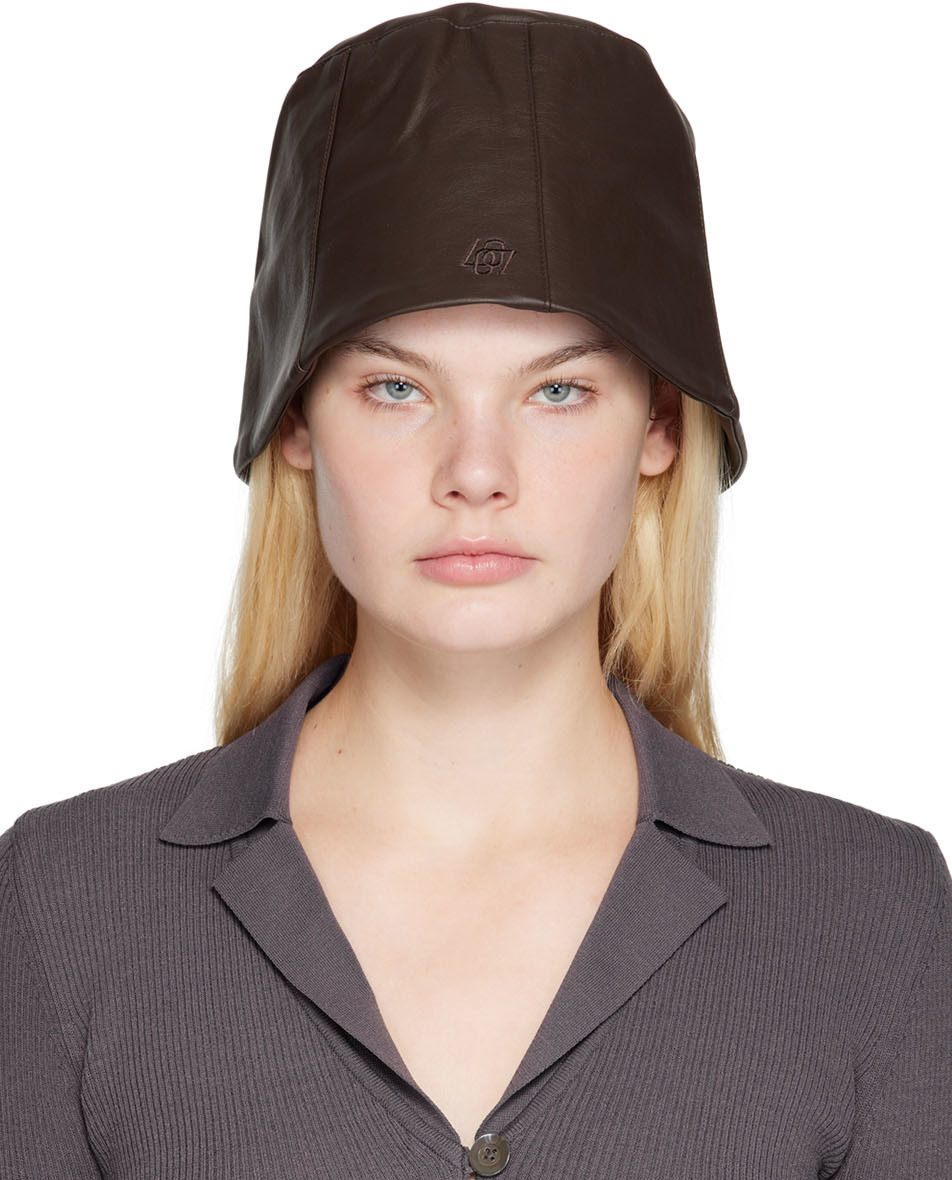 Ssense Donna Accessori Cappelli e copricapo Cappelli Cappello Bucket SSENSE Exclusive Brown Faux-Leather Bucket Hat 